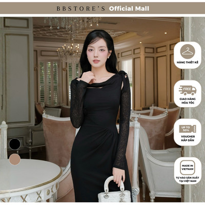 BBSTORE'S Áo Tiệc Thun Gạo Dáng Ngắn Tay Dài - AAB06T