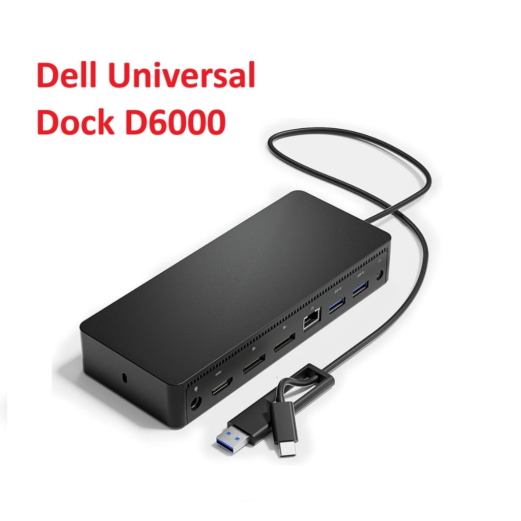 Dock Dell D6000 - Dock DisplayLink Mở Rộng Cổng Kết Nối, Xuất 3 Màn 4K Cho Laptop Qua Cổng USB C Và 