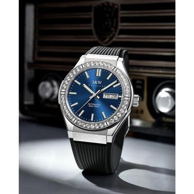 Đồng hồ nam chính hãng I&W Carnival 55851G2-S2 Viền đá đẹp, Kính sapphire,chống nước 50m,máy cơ Automatic,dây cao su