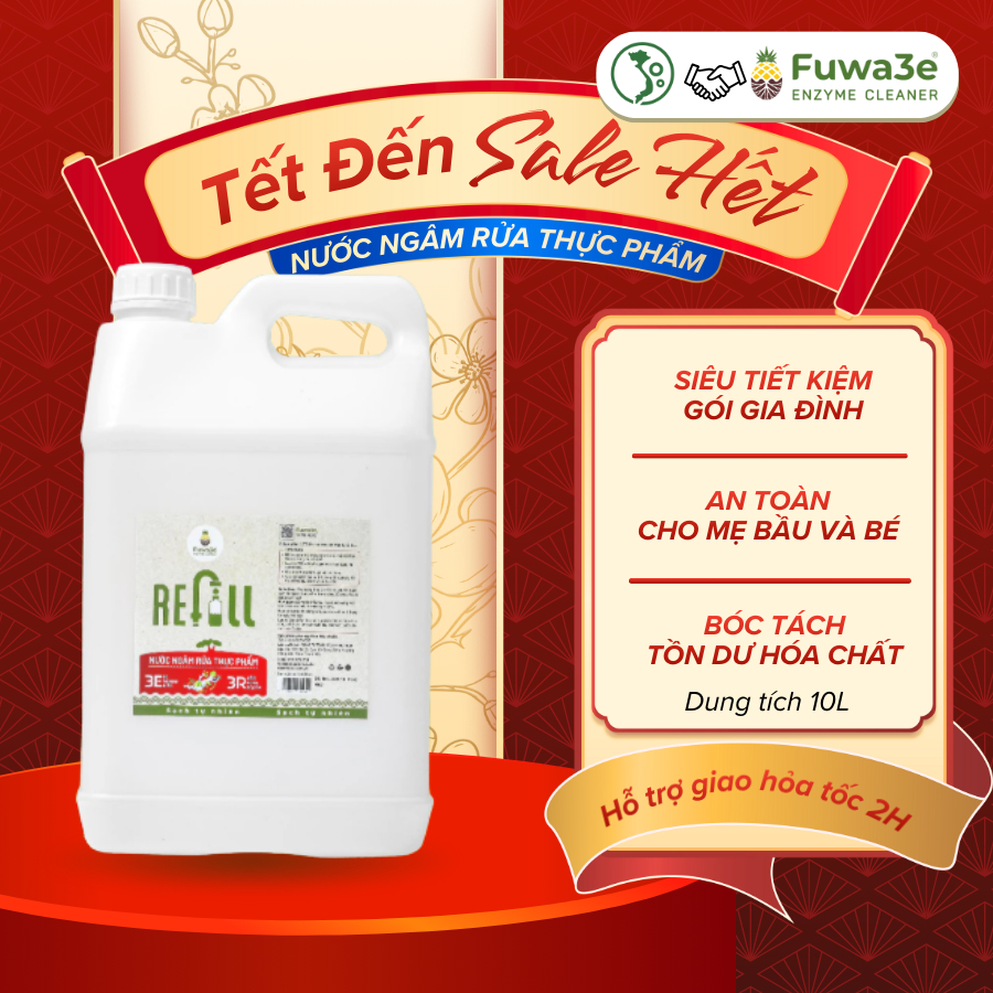 Can Ngâm Rửa Thực Phẩm Fuwa3e 10L Rửa Rau Củ Thịt Cá Làm Sạch Thực Phẩm Chiết Xuất Enzyme Hữu Cơ