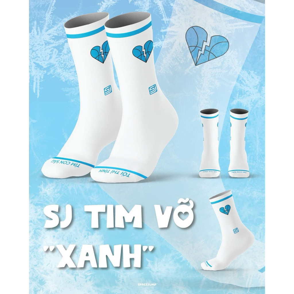 Tất nhà Space Jump bản tim Vỡ Xanh🩵