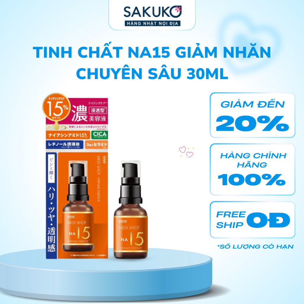 Tinh Chất Meishoku Niacinamide NA15 Essence Giảm Nhăn Chuyên Sâu Nội Địa Nhật 30ml