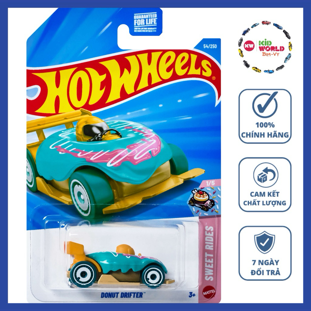 Xe mô hình Hot Wheels basic Bánh kem Donut Drifter JJJ24.