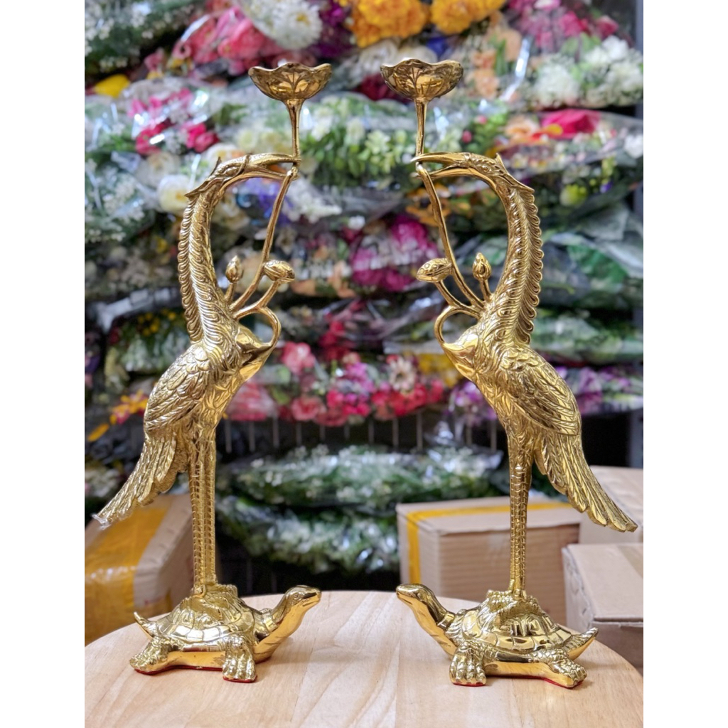 CẶP HẠC BẰNG ĐỒNG CAO 33cm