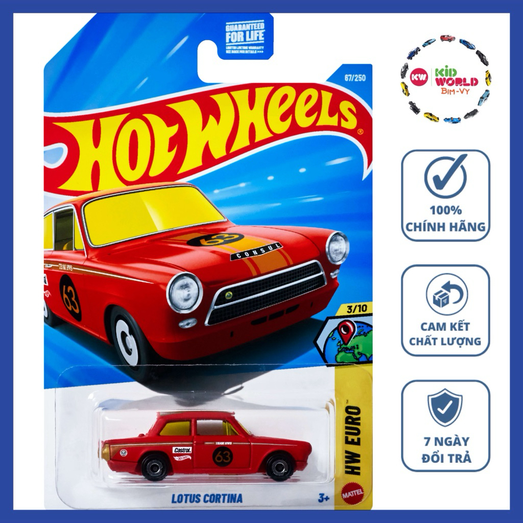 Xe mô hình Hot Wheels basic Lotus Cortina JJJ34.