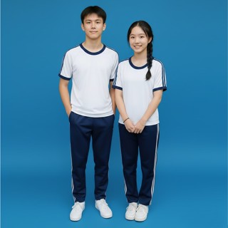 Bộ Thể Dục Học Sinh Nam Nữ Unisex – Áo + Quần 2/3 Sọc – Thun Thể Thao Co Giãn 4 Chiều – Jadiny