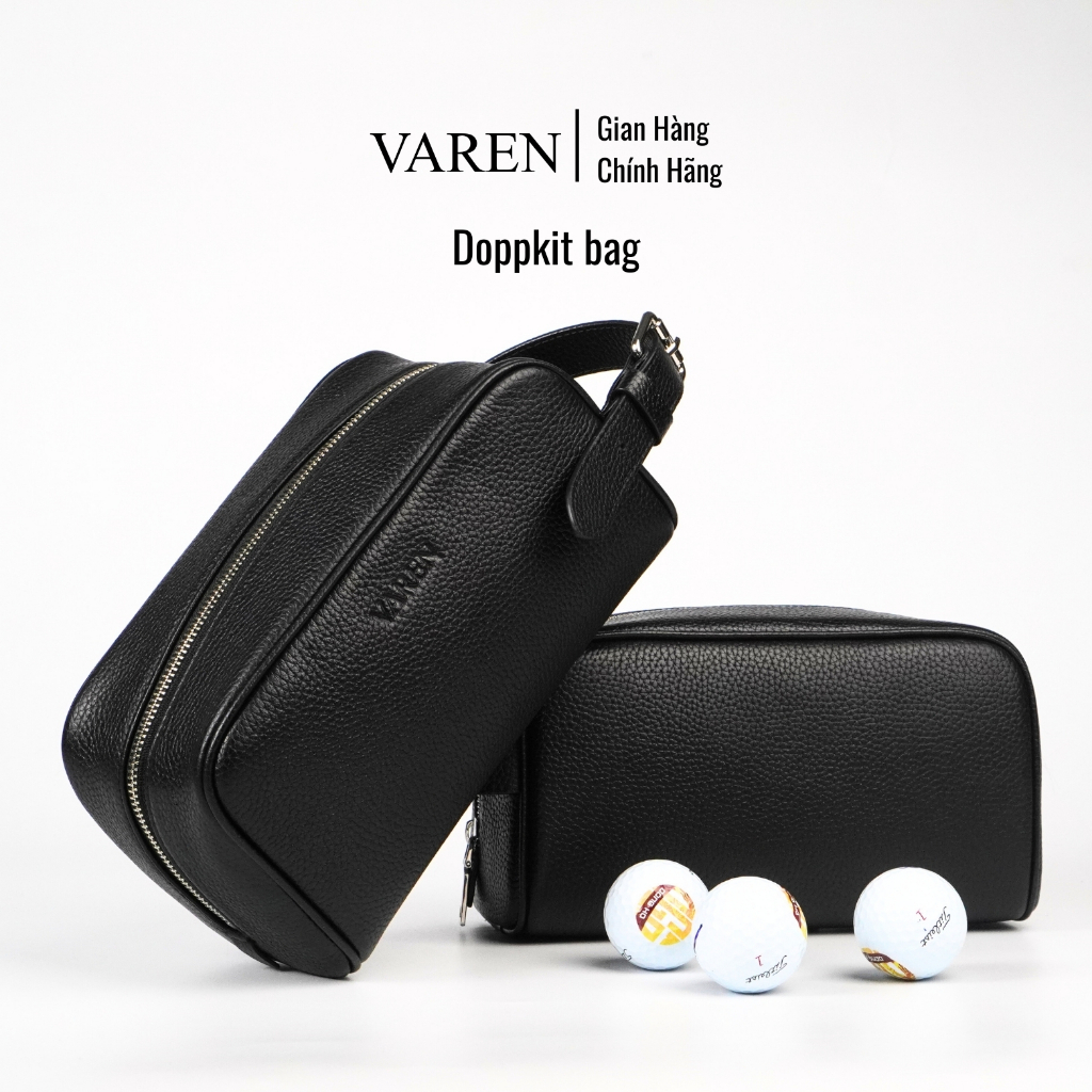 Túi Cầm Tay Da Bò Vân Hạt VAREN – Dopp Kit Đựng Đồ Chăm Sóc Cá Nhân Cao Cấp