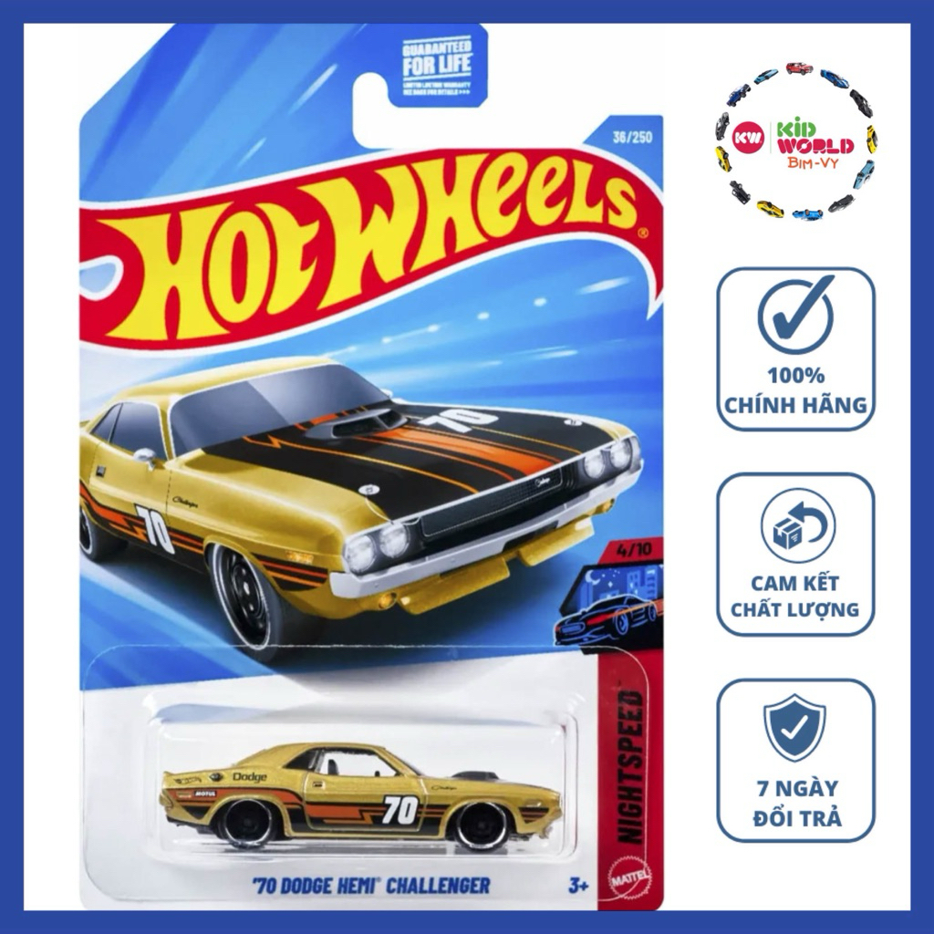 Xe mô hình Hot Wheels basic '70 Dodge Hemi Challenger JJJ07.