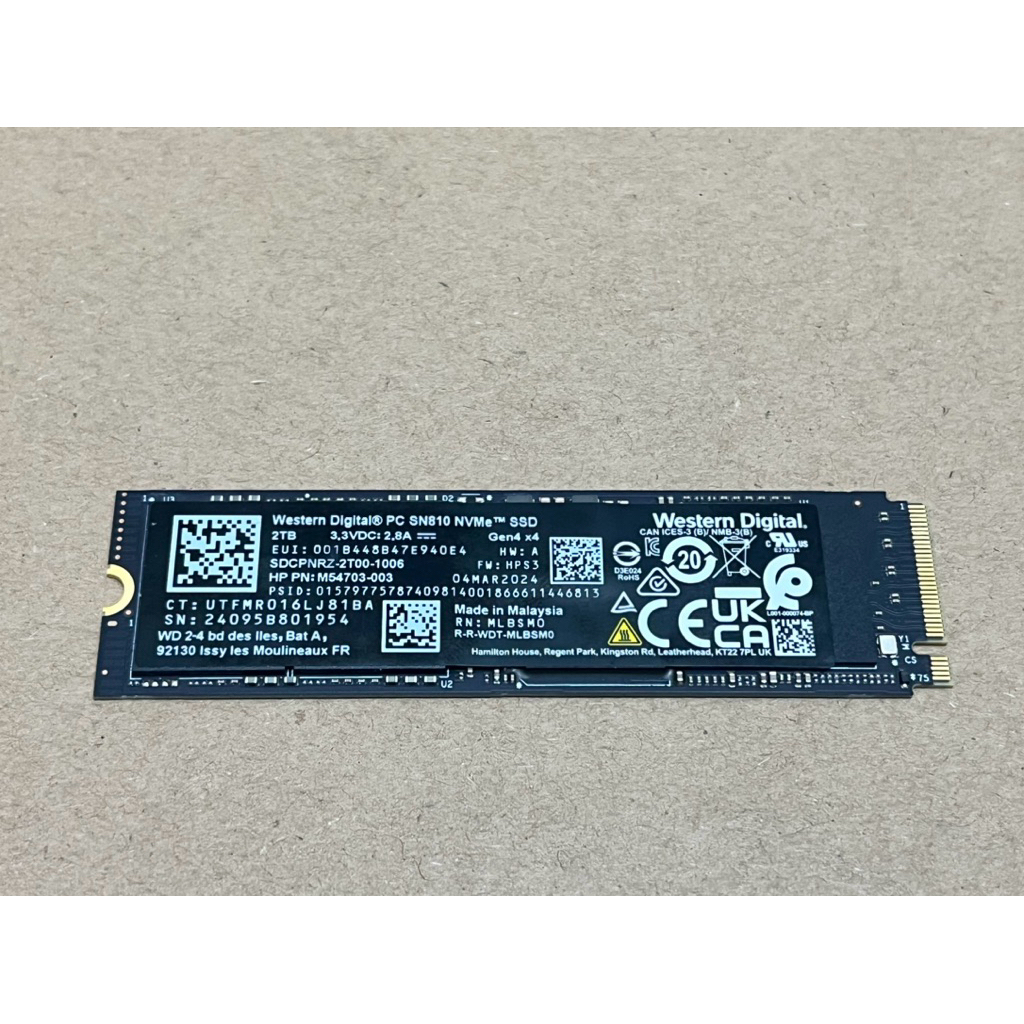 Ổ cứng SSD NVME-PCIe 2TB 2000GB WD SN810 NVMe 2280 Gen4 x 4, có DRAM cache ,sk 100% dùng vai giờ hàn