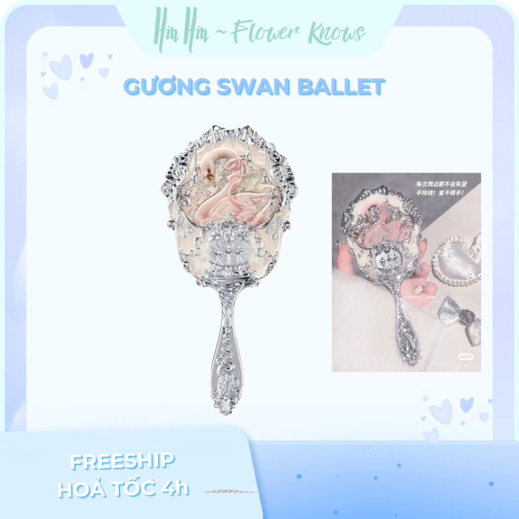 [HÀNG SẴN] Gương Cầm Tay Flower Knows Swan Ballet