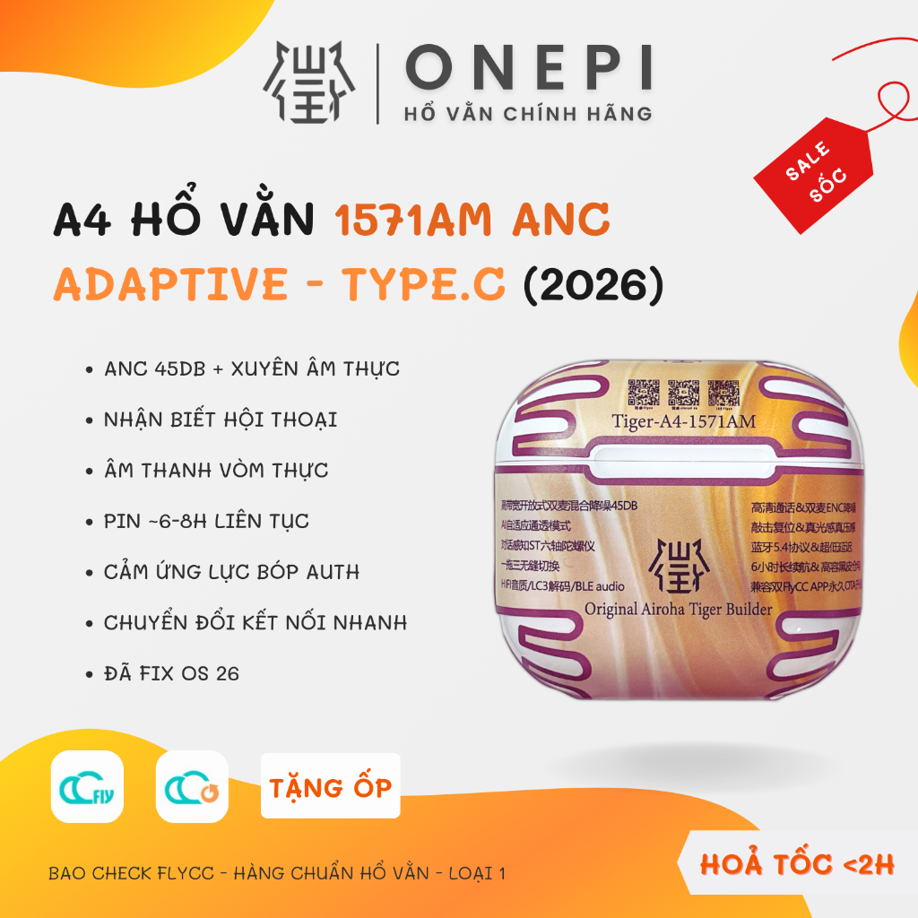 [ A4 1571AM ] Tai Nghe Bluetooth Hổ Vằn 1571AM ENC, Chống Ồn ANC 45DB - Nhận Biết Hội Thoại - Âm Tha