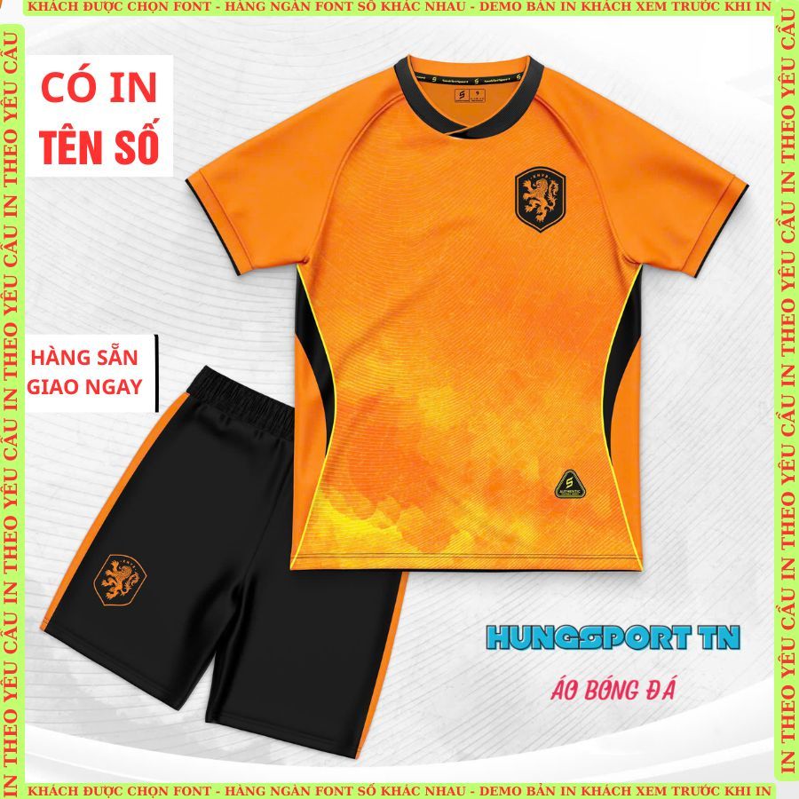 Hà Lan, quần áo trẻ em, có in tên số theo yêu cầu, thun mè cao cấp SV Sport, hàng sẵn giao ngay HUNG