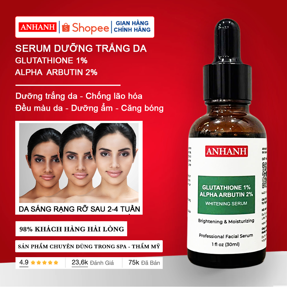 Serum dưỡng trắng Alpha Arbutin + Glutathione  ANHANH - Dưỡng sáng da, mờ thâm, dưỡng ẩm