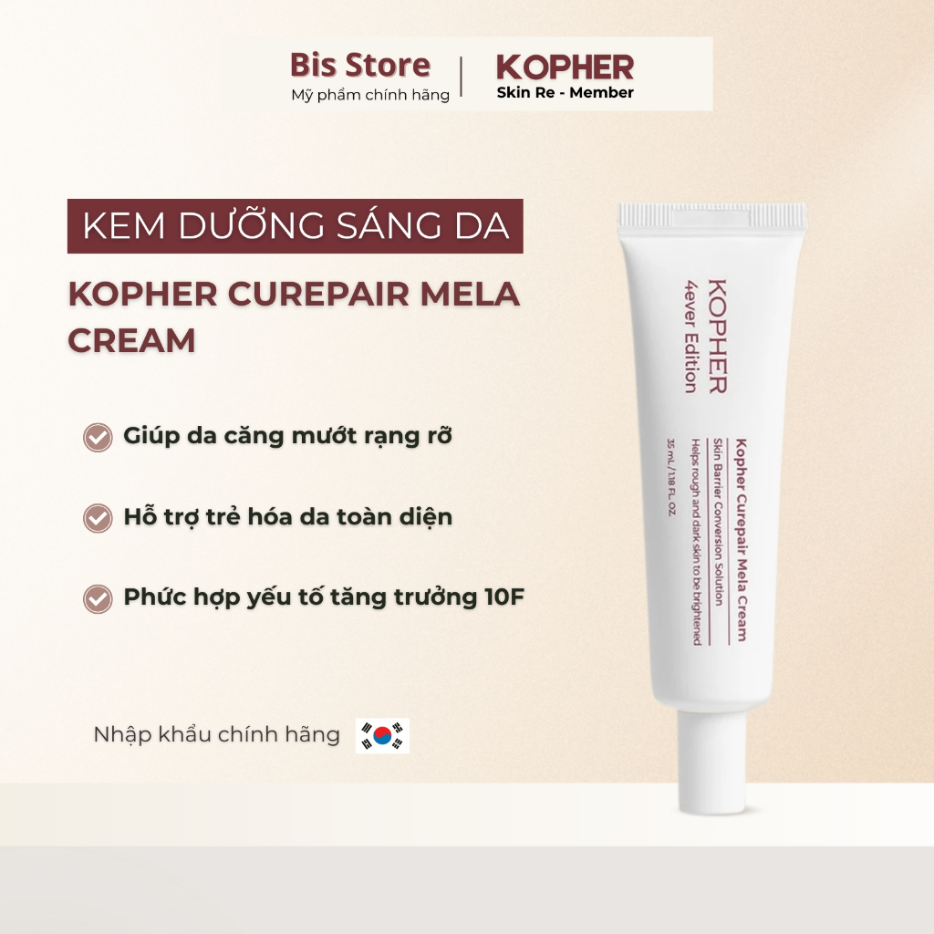 Kem Dưỡng Trắng Nâng Cơ KOPHER Curepair Mela Cream Dưỡng Sáng Da, Chống Lão Hóa, Căng Bóng Tự Nhiên 