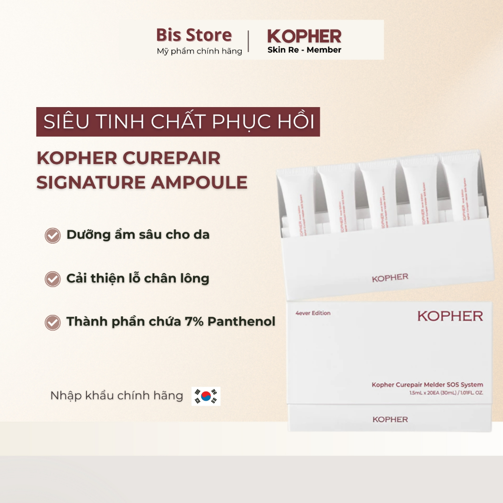 Tinh chất phục hồi da cấp tốc KOPHER Curepair Melder SOS System làm dịu da hộp 20 ống