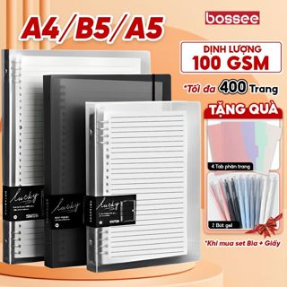Sổ Còng Sắt Binder A4 B5 A5 Giấy Dày 100Gsm Bossee Kèm Tab Phân Trang Quà Tặng 3 Loại Dòng Kẻ Lựa Chọn, Thay Giấy