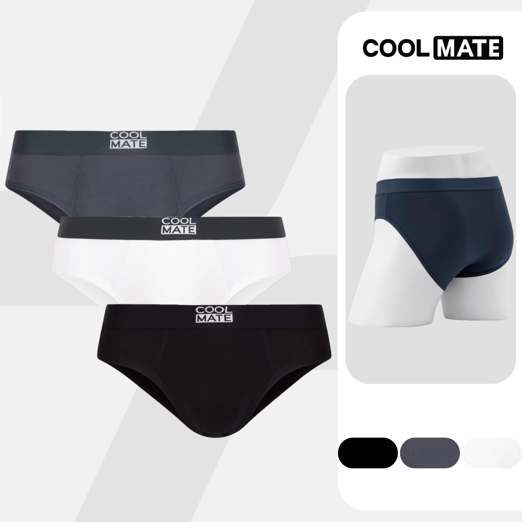 [TẶNG QUÀ ĐƠN 329K]Combo 3 Quần lót tam giác nam BRIEF BAMBOO mềm mại, thấm hút, kháng khuẩn Coolmat