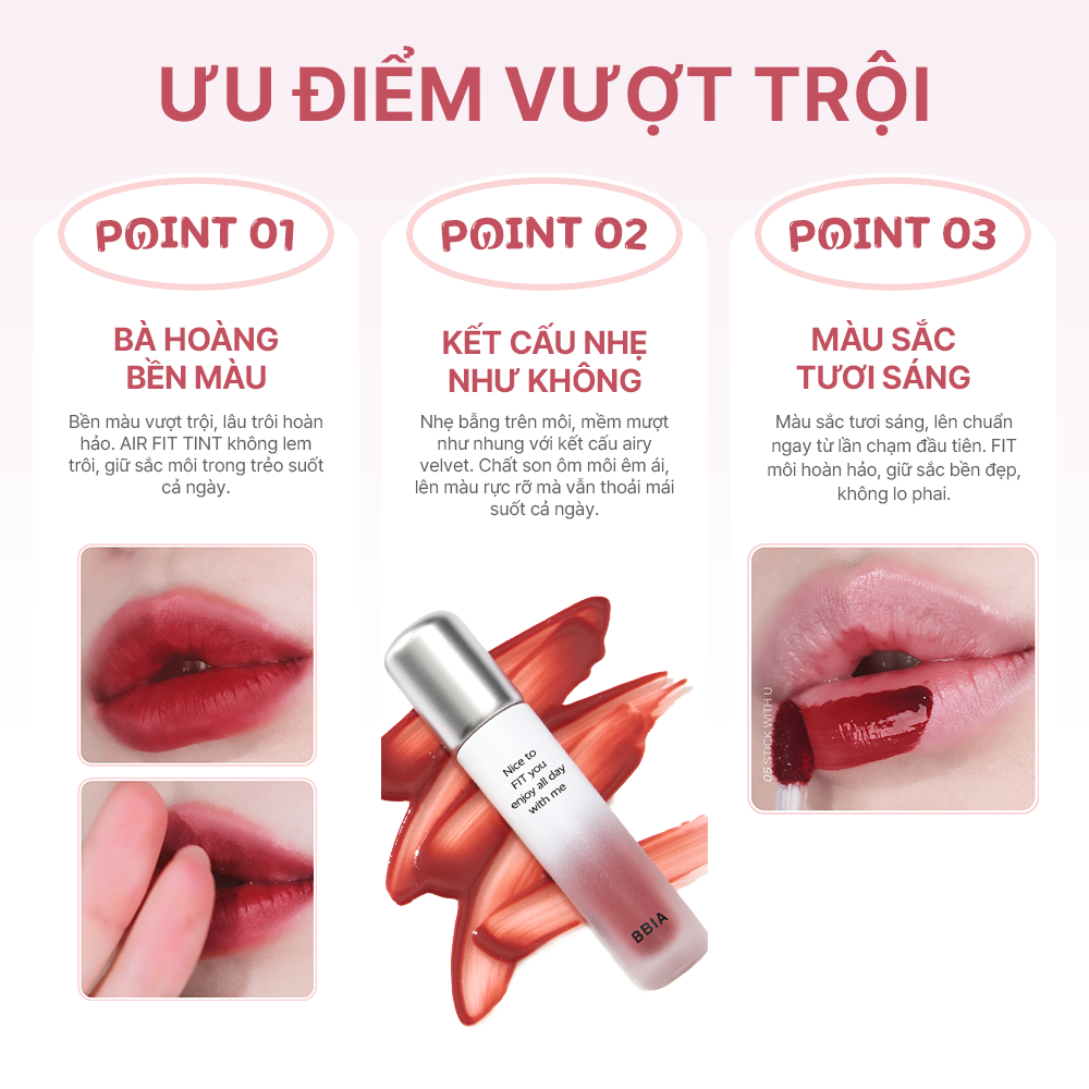 Son tint lì lâu trôi, bền màu BBIA Air Fit Tint 4g | BigBuy360 - bigbuy360.vn