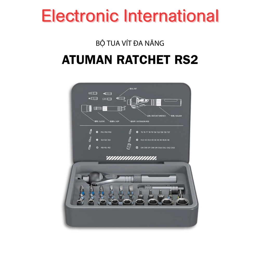 Bộ tua vít ATuMan Ratchet RS2, phụ kiện 40 trong 1, đa năng, tiện dụng