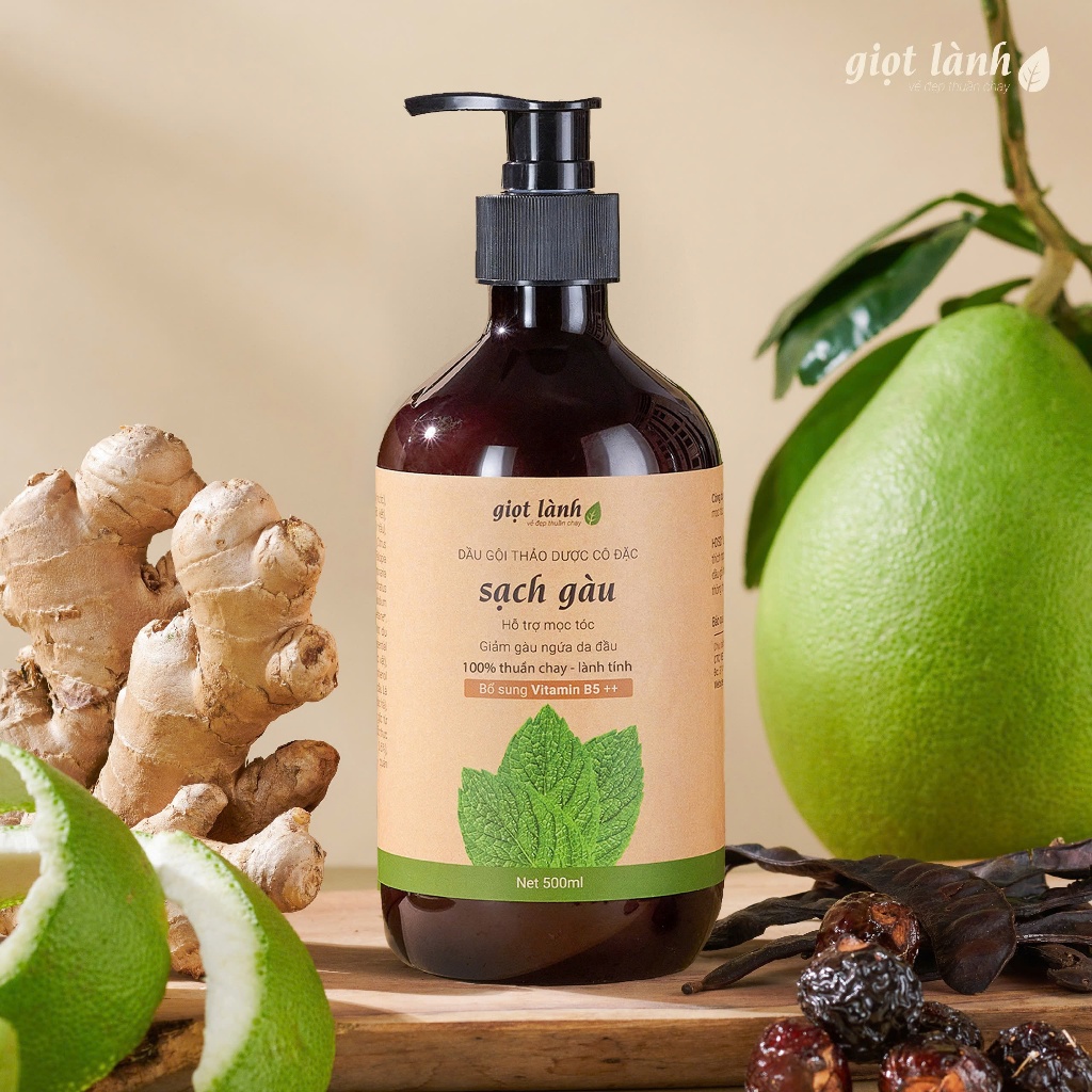 Dầu gội sạch gàu, chống gàu ngứa - chiết xuất dược liệu hỗ trợ kích mọc tóc Giọt Lành 500ml