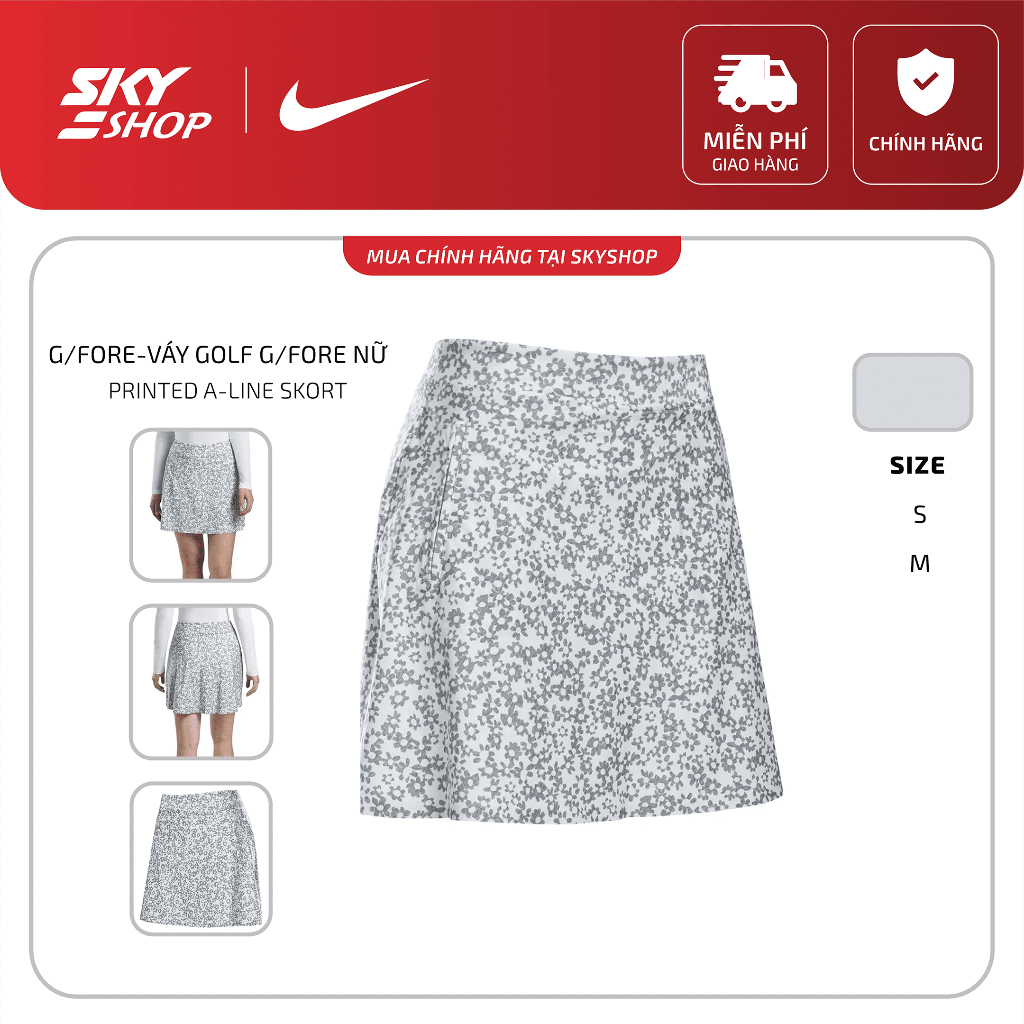 G/FORE - Váy Golf G/FORE Nữ Printed A-Line Skort trắng Chính hãng Skyshop
