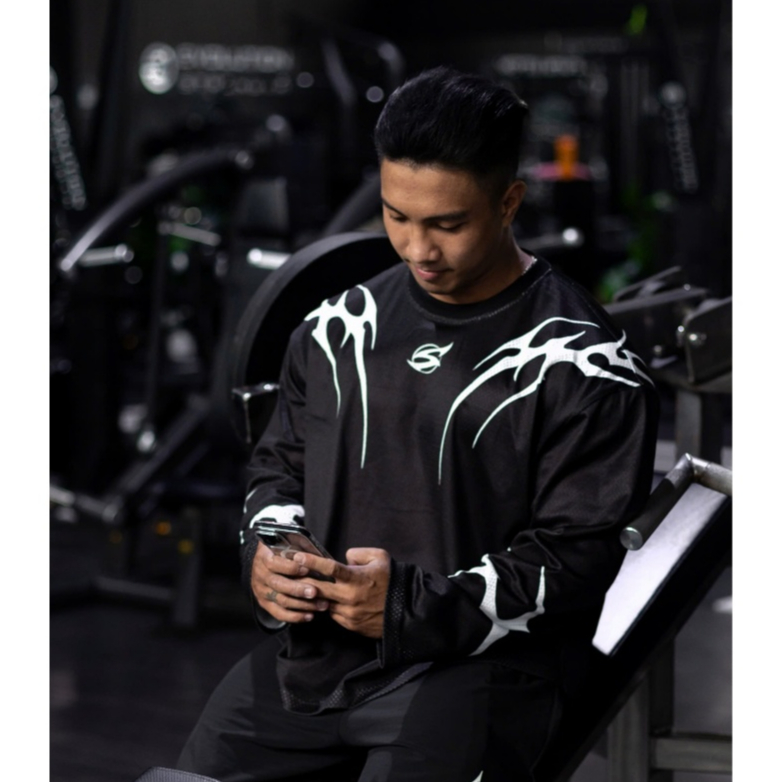 Áo thun tay dài vải lưới thể thao Sigma Longsleeve form boxy phong cách | SAINTED