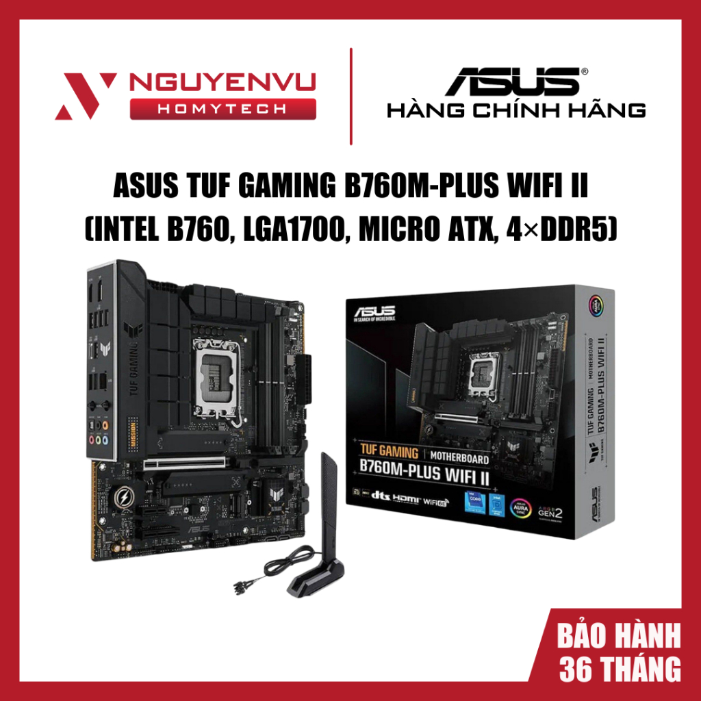[Full VAT] Mainboard ASUS TUF GAMING B760M-PLUS II / PLUS WIFI II - DDR5 - LGA1700 - Chính hãng