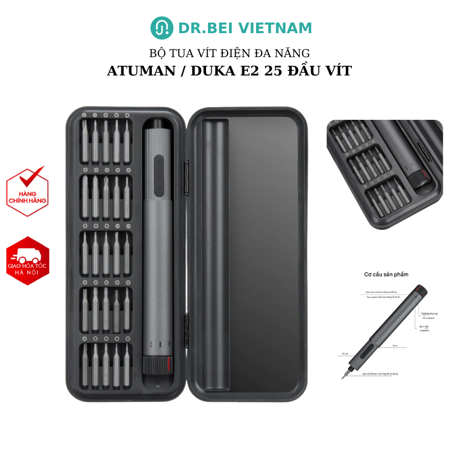 Bộ tua vít điện AtuMan Duka E2 210RPM điều chỉnh tốc độ kép, 25 đầu tua vít, Atuman E3 - BH 3 tháng