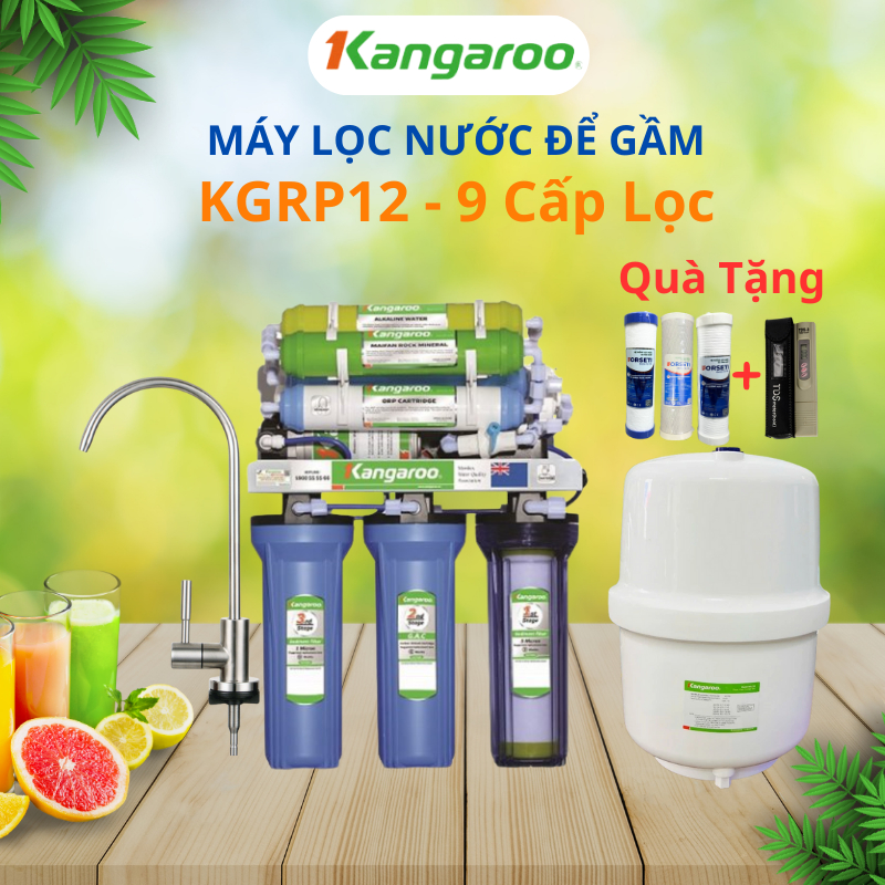 Máy Lọc Nước RO KGRP12 Kangaroo 9 Lõi Để Gầm Chính Hãng, Lọc Sâu, Tiết Kiệm Không Gian