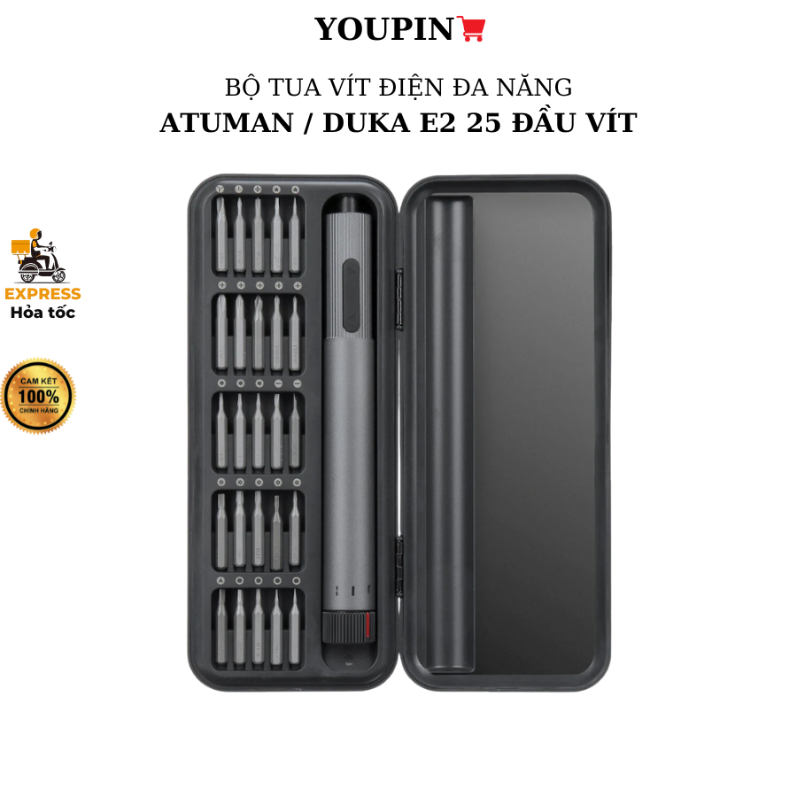 Bộ tua vít điện AtuMan Duka E2 210RPM điều chỉnh tốc độ kép, 25 đầu tua vít, Atuman E3 - BH 3 tháng