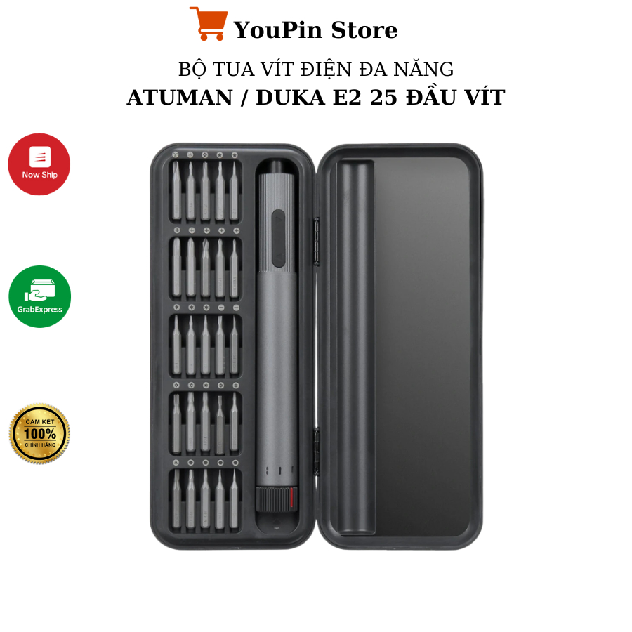 Bộ tua vít điện AtuMan Duka E2 210RPM điều chỉnh tốc độ kép, 25 đầu tua vít, Atuman E3 - Bh 3 tháng
