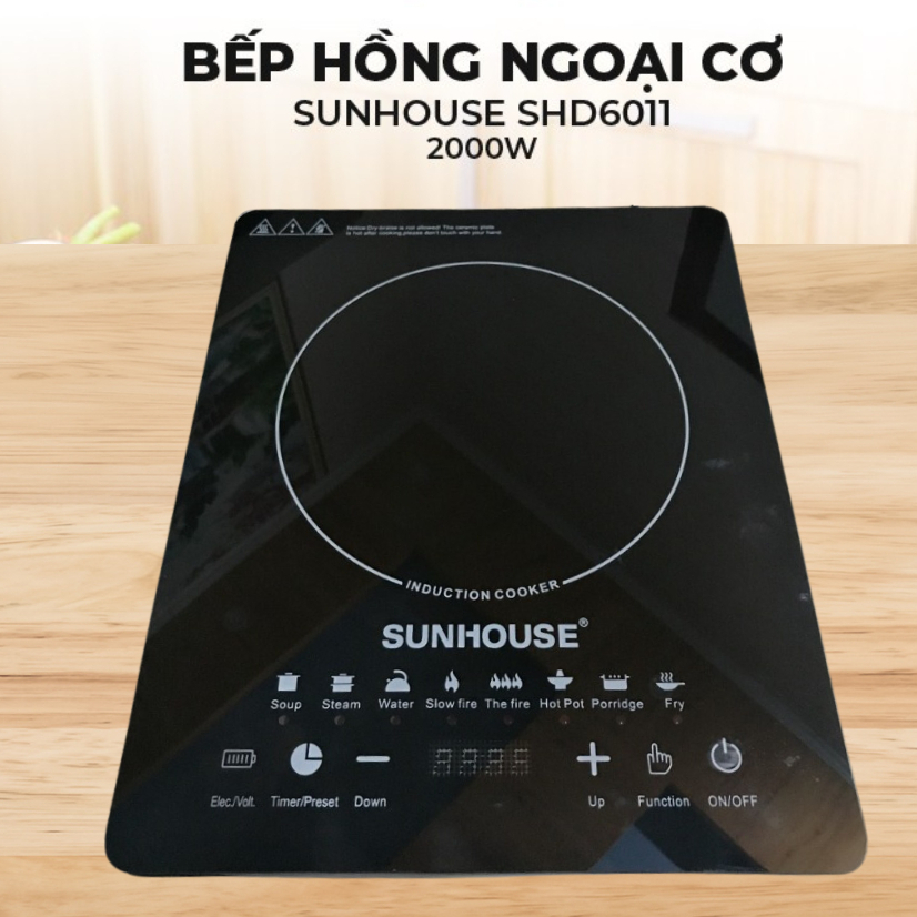 Bếp Từ SUNHOUSE Thế hệ mới SHD6011 Bảo Hành, Bếp Từ Đơn Công suất 2200W Điều khiển cảm ứng