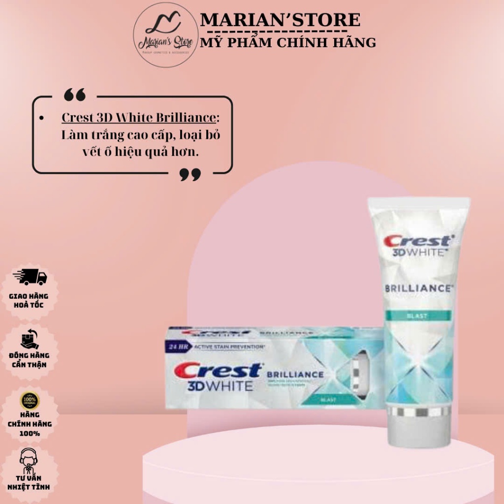 Kem Đánh Răng Crest 3D White Brilliance Trắng Răng