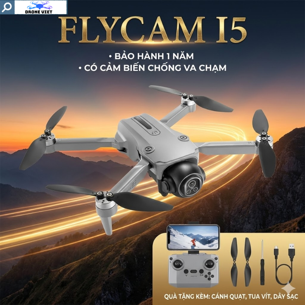 Flycam I5 Pro drone dễ điều khiển, Máy bay điều khiển từ xa  quay chụp HD 4k chống rung