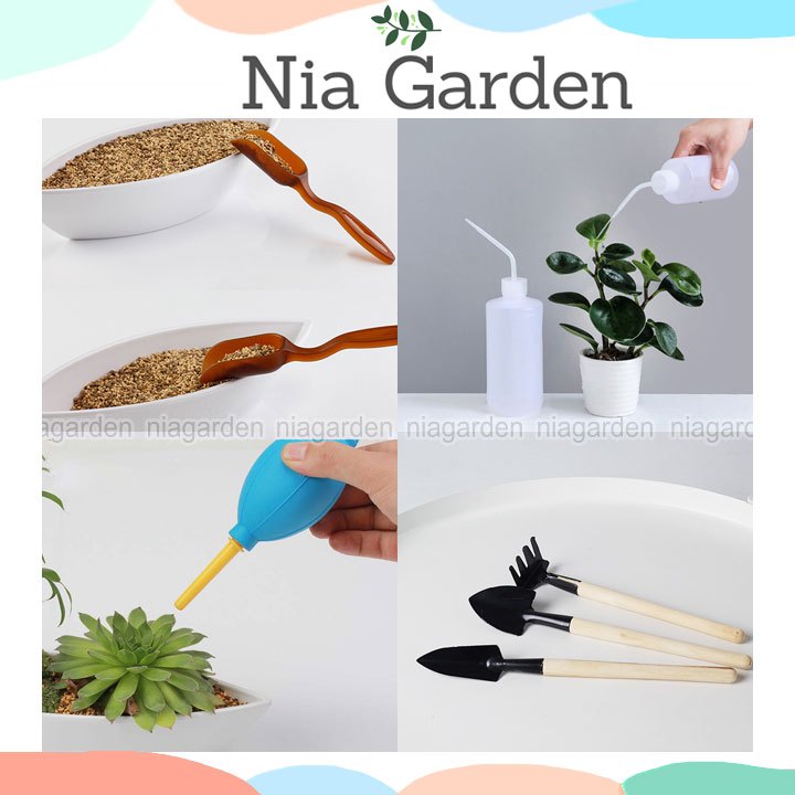 Bộ làm vườn dụng cụ làm vườn mini 3 món xẻng cào xúc đất Nia Garden N6