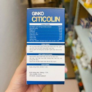 Bổ não ngừa đột quị Ginko 𝐂𝐈𝐓𝐈𝐂𝐎𝐋𝐈𝐍 - H/60 viên