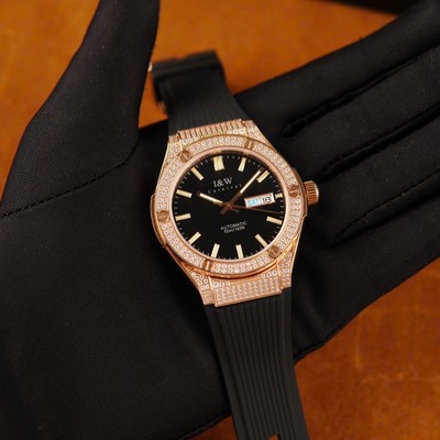 Đồng hồ nam chính hãng I&W Canrival 55851G3-S9 Viền vàng, Kính sapphire,chống nước 50m,máy cơ Automatic,dây cao su