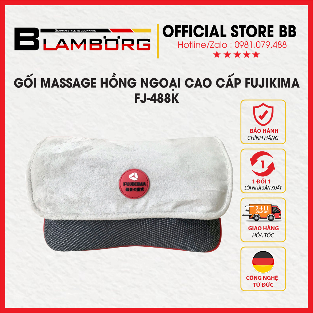 [Giảm 12% SPayLater] Gối massage hồng ngoại cao cấp FUJIKIMA  FJ-488K-Bảo hành 12 tháng