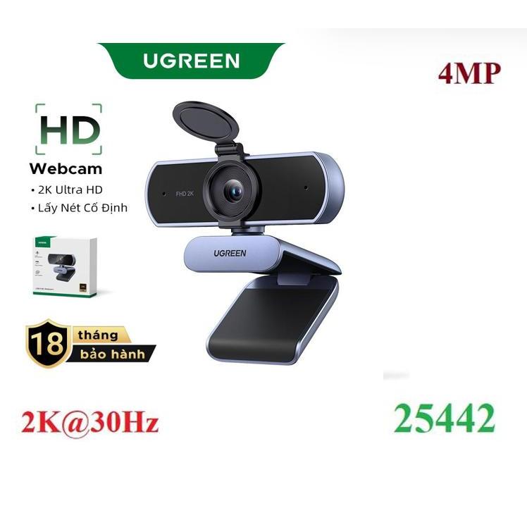 Webcam Ugreen 25442 35626 CM778 15728 Cao Cấp Tự động lấy nét 2K@30Hz, Full HD 1080p/60fps