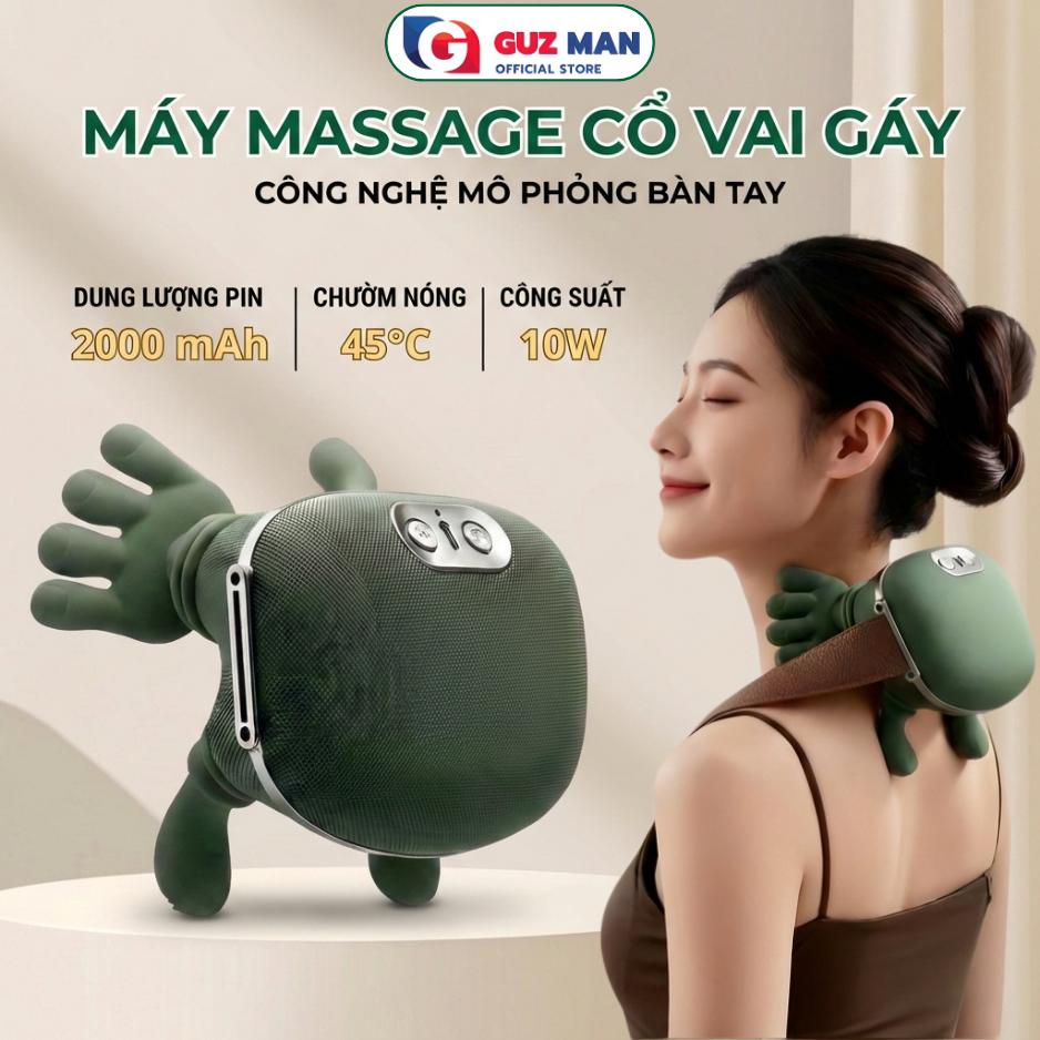 Máy Massage Cổ Vai Gáy Mô Phỏng Bàn Tay nhiệt hồng ngoại 45°C giảm đau mỏi hiệu quả Pin sạc 2000mAh