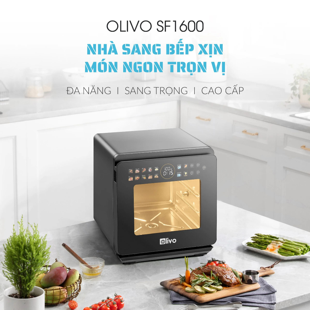 Nồi Chiên Hấp Đa Năng OLIVO SF1600 – Phiên bản Đặc Biệt cao cấp nhất, Màn hình OLED hiện đại