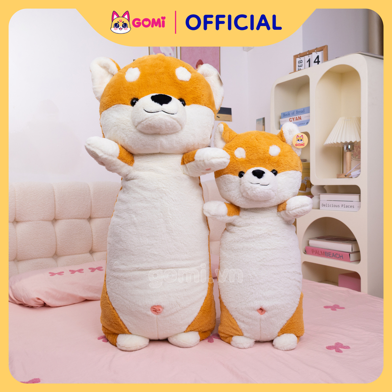 Gấu Bông GOMI Gối Ôm Shiba Giơ Tay Vàng