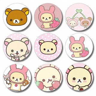Huy Hiệu Ghim / Pin Cài Gấu Rilakkuma Dễ Thương  Size 4.4cm Trang Trí Balo Túi Xách...