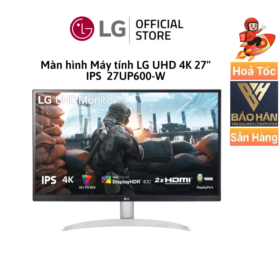Màn hình LG UHD 4K 27'' IPS VESA DisplayHDR 400 27UP600K-W.ATV - Hàng Chính Hãng