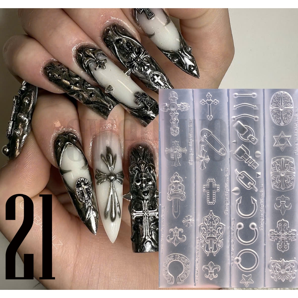THỎ PUNK ROCK Khuôn Nail Charm Silicone Trong Dẻo – Không Chảy Dầu – Sắc Nét – Đổ Nail Gel UV | Nặn Resin 3D 4D