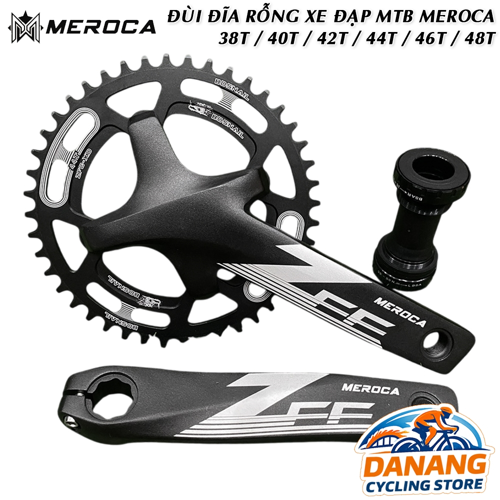 Đùi Đĩa (Giò Dĩa) Rỗng Xe Đạp 1 Tầng MTB MEROCA - Trục Rỗng, Nhôm Bền Nhẹ