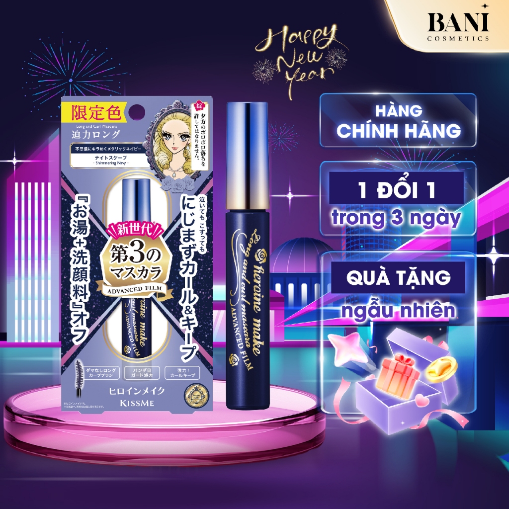 Mascara Dạng Màng Film Làm Dài Và Cong Mi Kissme Heroine Make Long&Curl Mascara - Xanh Navy (GH)