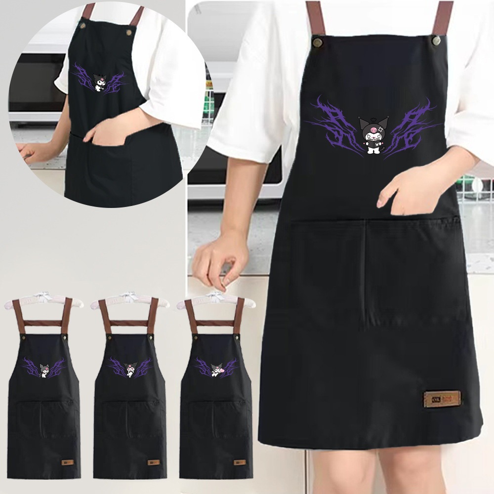 Fashionable Black Cooking Apron With Multiple Convenient Pockets—Stain Resistant For Home & Restaura