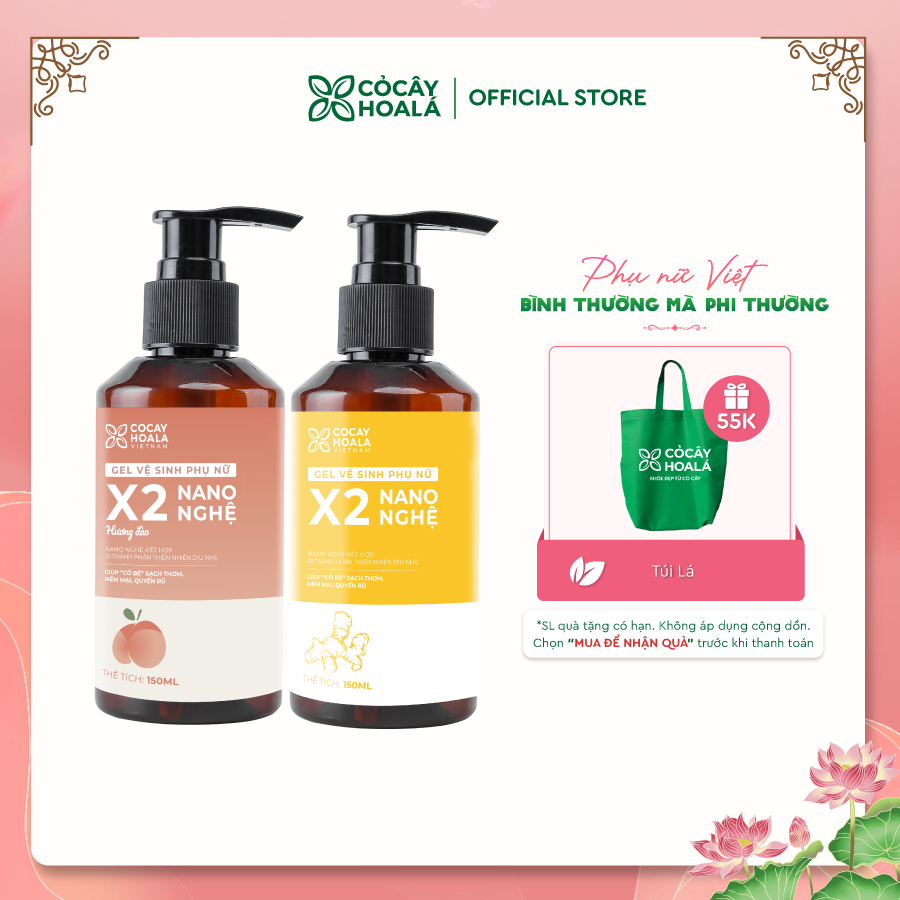 Dung Dịch Vệ Sinh Cỏ Cây Hoa Lá Gel x2 Nano Nghệ Làm Sạch 150ml PHÙ HỢP Cho Mẹ Bầu