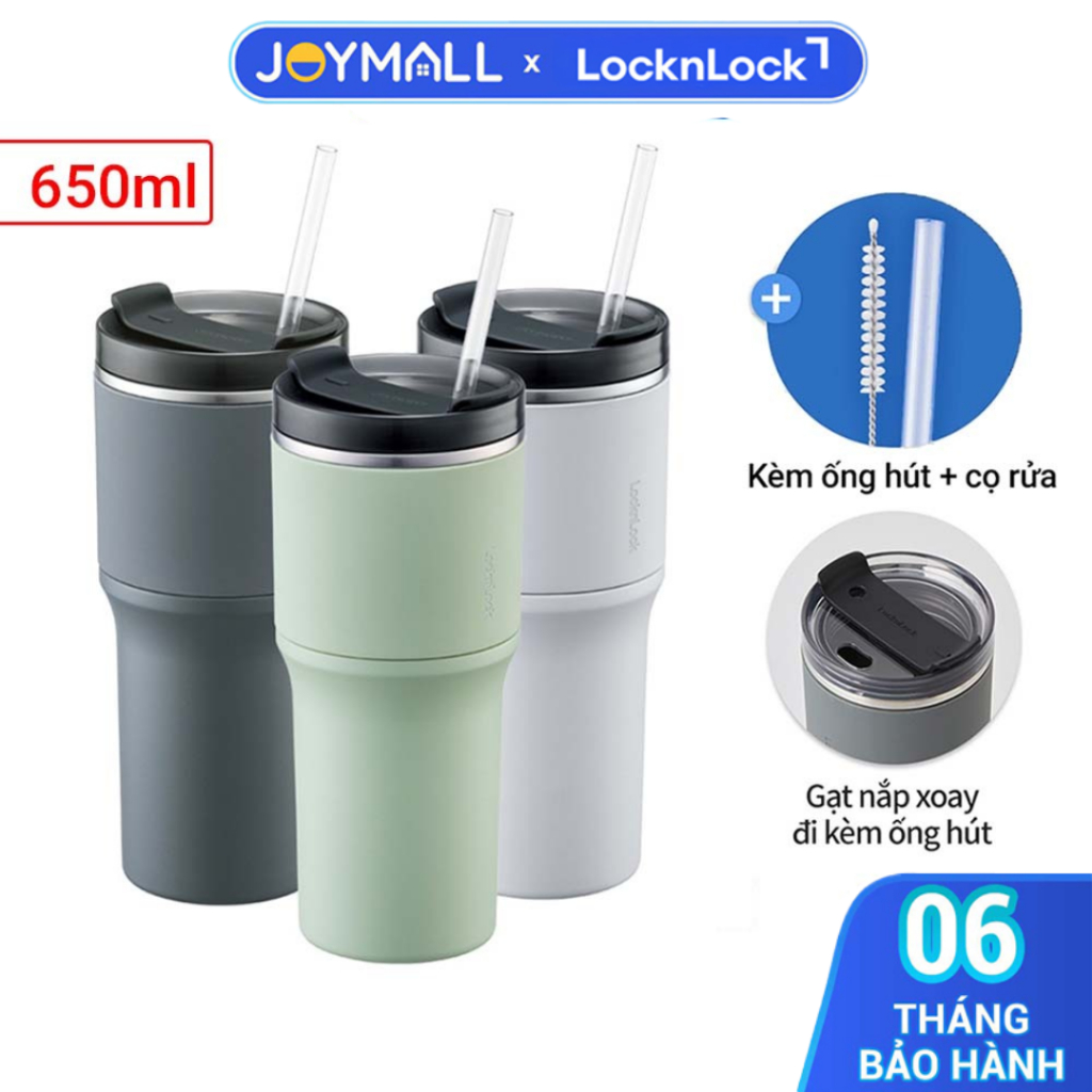 Ly Giữ Nhiệt LocknLock Metro Drive LHC4277S 650ml - Hàng Chính Hãng, Kèm Cọ Rửa Ông Hút - JoyMall